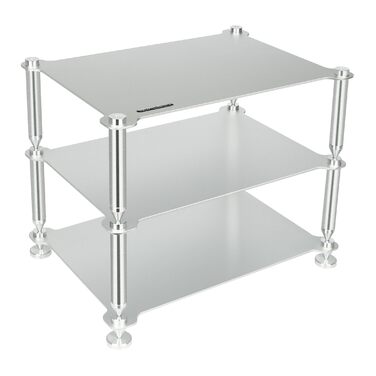 Стійка для аудіокомпонентів Hi-Fi - міцна алюмінієва рама та міцні алюмінієві колони, аудіостійка для Hi-Fi підсилювачів/ЦАП/передпідсилювачів, компактний настільний органайзер для домашніх аудіосистем