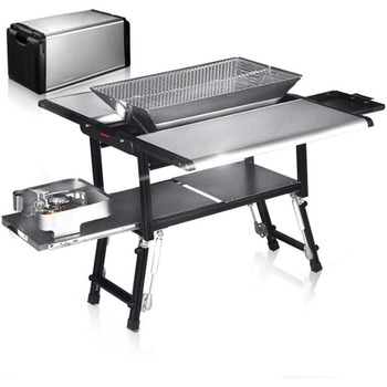 Гриль-барбекю Побутовий вугільний складаний гриль-стійка, алюмінієво-магнієвий сплав Багатофункціональні інструменти для гриля на