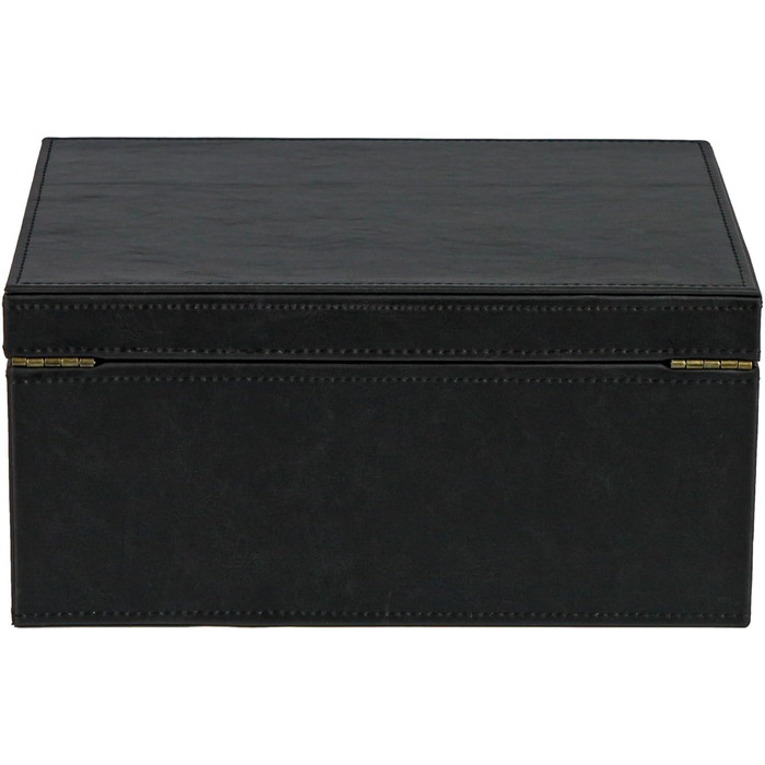 Декоративна скринька HofferRuffer зі штучної шкіри, велика дерев&39яна конструкція, скринька для сувенірів, органайзер для аксесуарів, органайзер для ювелірних виробів з відкидною кришкою, контейнер для зберігання для дому або офісу (чорний)
