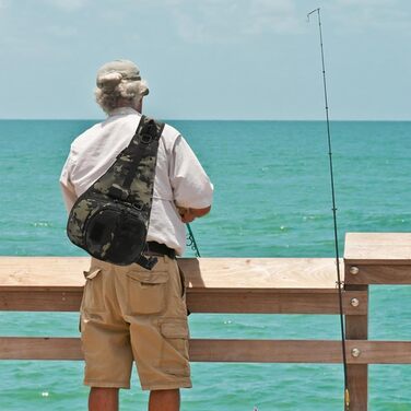 Рибальська сумка Alwida, рибальський рюкзак Водонепроникна сумка для зберігання через плече, тримач для снастей, регульований рюкзак для риболовлі на ремні з тримачем для вудки для камуфляжу для подорожей і походів