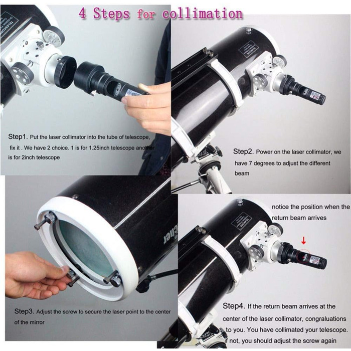 Лазерний коліматор телескопа 1,25 дюйма, калібратор Bysameyee з 2-дюймовим адаптером для колімації рефлекторного телескопа Ньютона