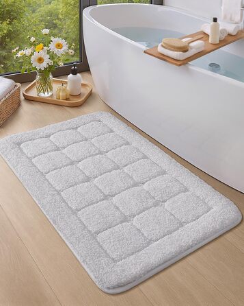 Килимок для ванної кімнати COLOR&GEOMETRY, нековзний килимок для ванної, 44 x 76 см, миється, м&39який, абсорбуючий килимок для ванної кімнати, душ, ванна, білий, 44 x 76 см (прямокутний)