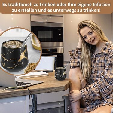 Кружка TELANKS Modern Mate 200 мл, керамічна кружка Yerba Mate, мармурова чашка для чаю Yerba Mate, чайний набір Yerba Mate Mate B