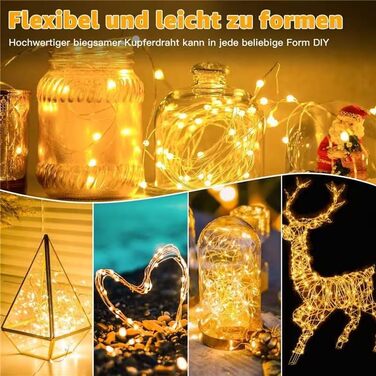 Акумулятор казкових вогнів Ollny 2pcs 5M, 50pcs світлодіодні казкові вогні в приміщенні, мідний дріт казкові вогні IP44 водонепрон