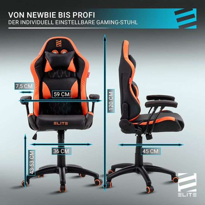 Ігрове крісло ELITE LED Pulse для дітей Ергономічне офісне крісло - Робоче крісло - Крісло керівника - Крісло - Гоночне ігрове крісло - Ігрове крісло - Обертове крісло - Крісло - Штучна шкіра (чорний/білий RGB)