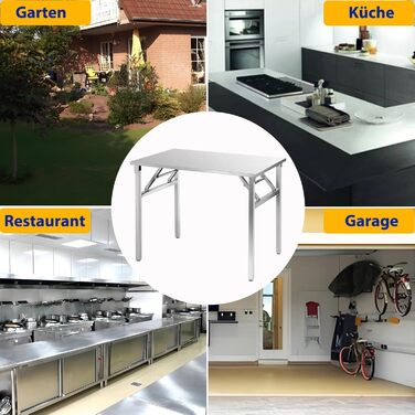 Складаний робочий стіл з нержавіючої сталі 120x60 см - стіл для кейтерингу, вантажопідйомність до 200 кг - стіл для кейтерингу з нержавіючої сталі, кухонний стіл - складаний стіл для кейтерингу, сервірувальний стіл - стіл для кухні 120 x 60 см