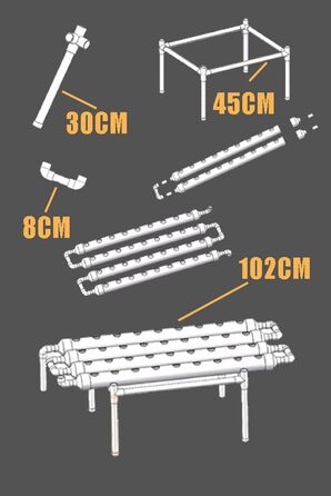 Шаровий набір для гідропонічного вирощування з 36 посадковими місцями, системи вирощування рослин без ґрунту з ПВХ з водяним насосом. Набір для гідропонічного вирощування для вирощування овочів і фруктів на балконах, садах, патіо та подвірях., 1-