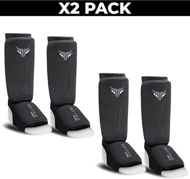 Дитячі щитки для кікбоксингу, легкі щитки для гомілок, розтяжні м&39які тренувальні щитки для муай-тай та ММА, дитячі розмір XXS, чорні (2 шт.)