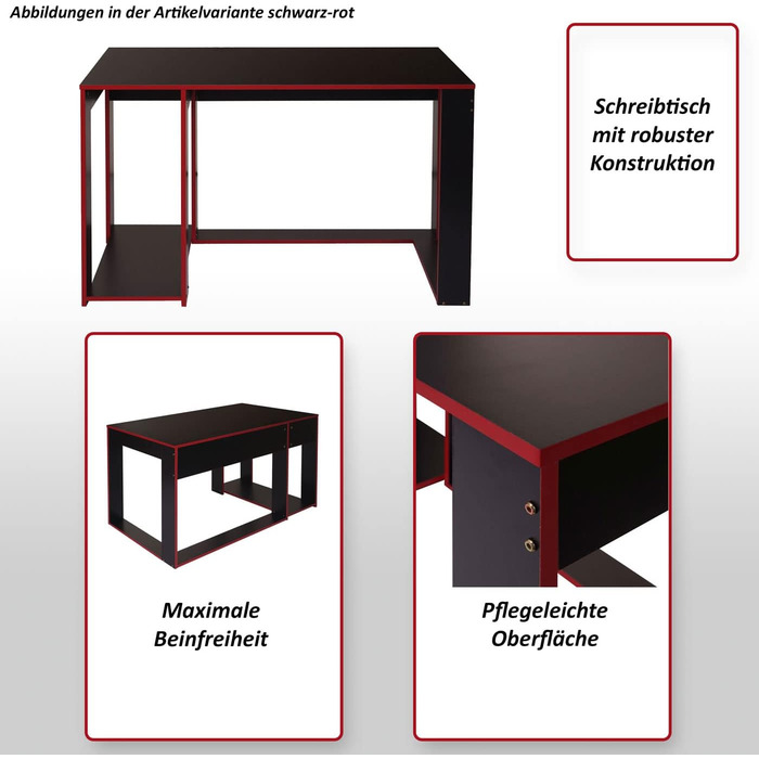 Письмовий стіл Mendler HWC-J26, комп&39ютерний стіл, офісний стіл, 120x60x76 см - чорно-сірий