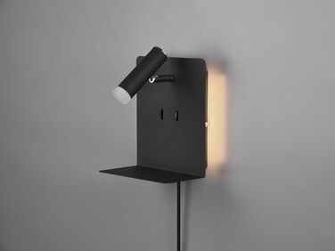 Стільний настінний LED-світильник Trio Leuchten Element 222570232, матовий чорний метал, 1 x 3 Вт, з USB-портом для зарядки