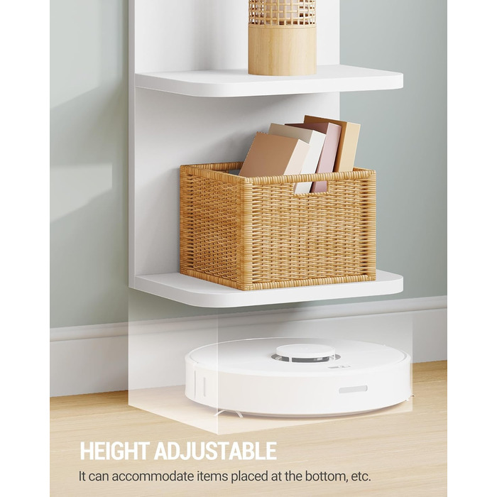 Полиця Hzuaneri, 7-рівнева окремостояча полиця, сучасний дизайн книжкової шафи, настінна полиця, книжкова шафа, окремостояча або настінна, для кабінету, вітальні, спальні, 24 x 30 x 186 см, білий BC88803X