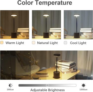 Світлодіодна настільна лампа Бездротова батарея, Настільна лампа Hapfish 5000 мАг, що заряджається через USB, Настільні лампи Живл