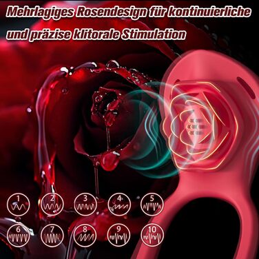 Вібратор YAWNSHE Rose для пар, кліторальна стимуляція з додатком і пультом, водонепроникний, червоний