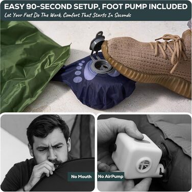 Каре-килимки Gear Doctors, самонадувальні, надлегкі, Apollo air 4.3-5.2 R, ізольовані, 1.5-3.3 дюйма, обов&39язкові, надувні, пінопластові, повітряні, для сну, самонадувальні, повітряні, для кемпінгу, Ether