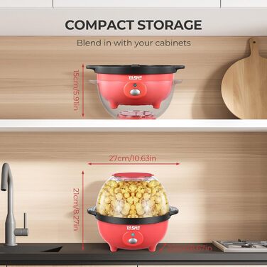 Машина для приготування попкорну YASHE, електрична мішалка для попкорну потужністю 650 Вт, машини для приготування попкорну ємністю 3 л з антипригарним покриттям, здорова та менша кількість олії для вечірок у кіно