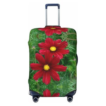 Чохол для багажу Червона троянда з принтом, еластичний захист від подряпин та пилу для валіз, чорний, розмір 80
