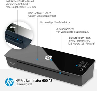 Ламінатор, 75/80-125 мікрон, включаючи пакети для ламінування, 3164 DIN A3, 600 A3
