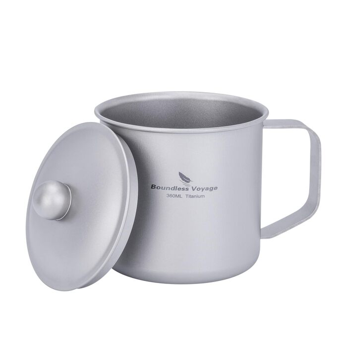 Мл титанова кемпінгова кружка з кришкою, легка дорожня чашка для кави та чаю, портативна, міцна, одношарова кружка для пиття для походів, походів з рюкзаком, пікніків, приготування їжі на свіжому повітрі Ti3023D, 360