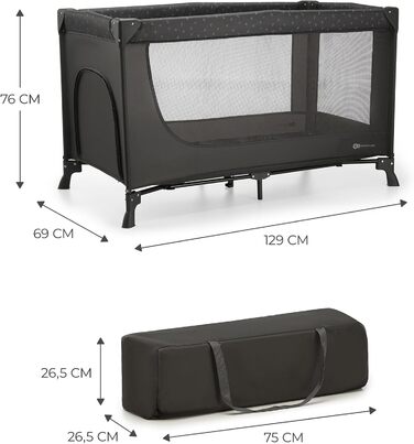 Дорожнє ліжечко Kinderkraft Joy Light, дитячі ліжечка, практичне, сучасний дизайн, невеликі розміри у складеному вигляді, сумка, сірий колір Joy light Light Grey