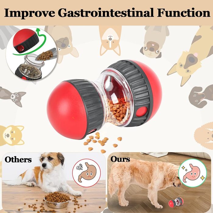 Інтелектуальна кормова кулька для собак покращує травлення, повільна іграшка для собак, Puppy Toy Rolling, інтерактивна іграшка для собак