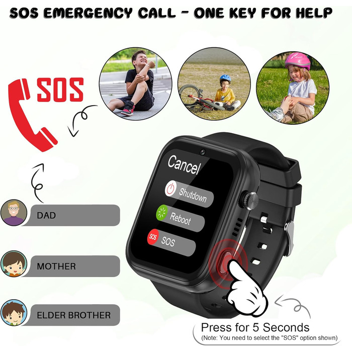 Дитячий смарт-годинник OKYUK з телефоном та GPS, відеодзвінками 4G/голосовим чатом/SOS/шкільним режимом/SMS/будильником, дитячий смарт-годинник з крокоміром та монітором сну, подарунок для дівчаток та хлопчиків (T45 чорний)