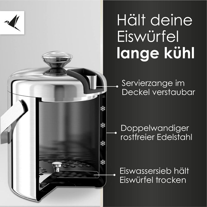 Форма для кубиків льоду Beyond з кришкою та щипцями 100 без бісфенолу А з нержавіючої сталі - охолоджувач для кубиків льоду, з под