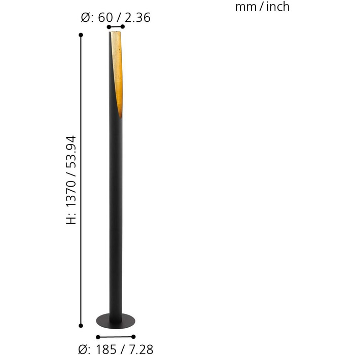 Торшер EGLO Barbotto, 1 полум'яний торшер, сталева барна лампа, колір чорний, золотий, цоколь GU10, в т.ч. Торшер зі ступінчастим перемикачем Золотий