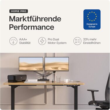 Каркас столу Desktronic з регулюванням висоти - Електричне регулювання висоти столу з безшумним подвійним двигуном та сенсорним екраном - Висока вантажопідйомність - Стіл для роботи стоячи, чорний