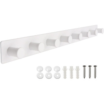Гачок рейка з нержавіючої сталі гачки для одягу настінні настінні гачки шурупи, вішалка для одягу з 8 гачками (біла, 8 гачків) біл