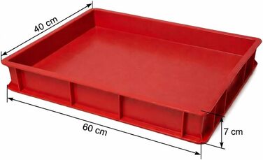 Коробка для тіста для піци Pizza Lover 5 шт. 60x40x7 см ЧЕРВОНИЙ Зроблено в Італії Коробка для розстойки тіста, коробка для тіста, форма для тіста, коробка для тіста, форма для дріжджів Штабелюється Тісто для піци - вафель - торта - хліба (червоне, 60x40x