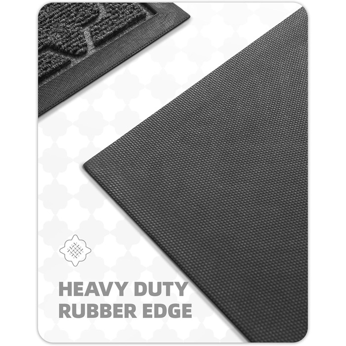 Килимок для входу Color G Welcome, 45x75 см, чорно-сірий, для вулиці, килимок для бруду, що миється, водонепроникний килимок для входу, садовий, чорно-сірий, 45 x 75 см