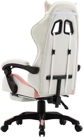 Ігрове крісло з підставкою для ніг, рожево-біла штучна шкіра, офісне крісло, крісло для відпочинку, письмове крісло для вітальні, офісу, спальні