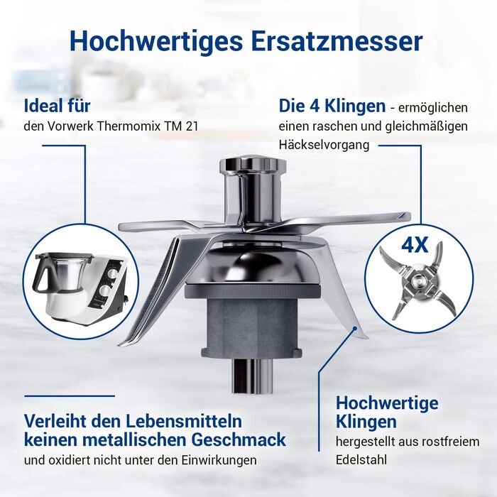 Ніж VIOKS до кухонного комбайна Vоrwerk Thermоmix ТM21 Ніж блендера з нержавіючої сталі SUS420 Thermоmix ТM 21 / Запчастини до кухонного комбайна Ніж ТМ 21