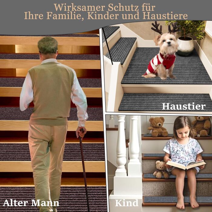 Набір із 15 килимків для сходів, самоклеючі протиковзкі килимки для сходів для використання всередині приміщень, килимок для сходів 6020 см, нековзний килимок для дітей, людей похилого віку та домашніх тварин (хакі)