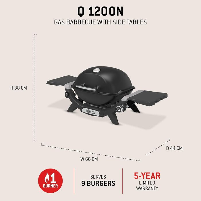 Газовий гриль Weber Q 1200N із бічними столиками