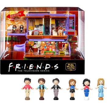 Коробка Polly Pocket Friends - кавова чашка Central Perk, 6 головних героїв, 9 аксесуарів, 3 локації Friends, преміальна упаковка,