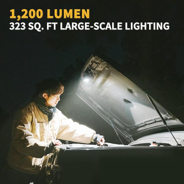 Ліхтар для кемпінгу Naturehike 1200 лм, акумуляторний світлодіодний робочий ліхтар, багатофункціональний, водонепроникний IPX4, 5 режимів світла, ідеально підходить для активного відпочинку на природі та кемпінгу, зелений