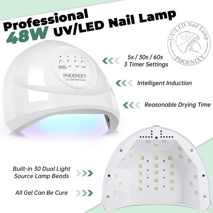 Набір гель-лаків Phoenixy з лампою 48W (36+4 шт.)