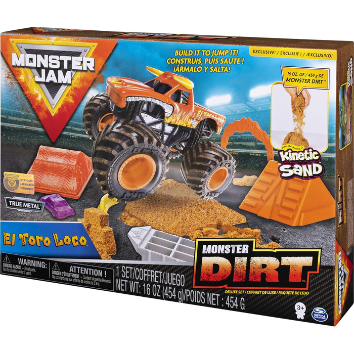 Набір Monster Jam, El Toro Loco Monster Dirt Deluxe, що включає 16 унцій бруду монстрів та офіційну литу вантажівку в масштабі 164