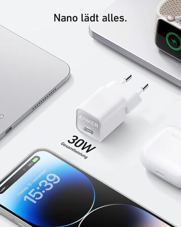 Зарядний пристрій Anker USB C GaN 30 Вт, зарядний пристрій 511 (Nano 3), швидкий зарядний пристрій PIQ 3.0 PPS, сумісний з iPhone