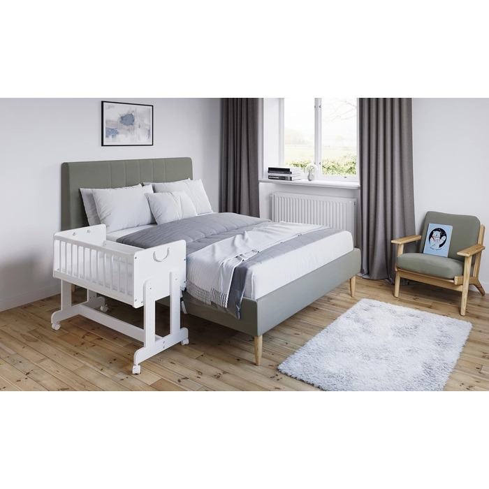 Дитяче ліжечко/спальне місце Love For Sleep 90x40 см з матрацом, колиска на колесах, біле Дитяче ліжко SMARTCRIB, дерев&39яне - Дитяче ліжко