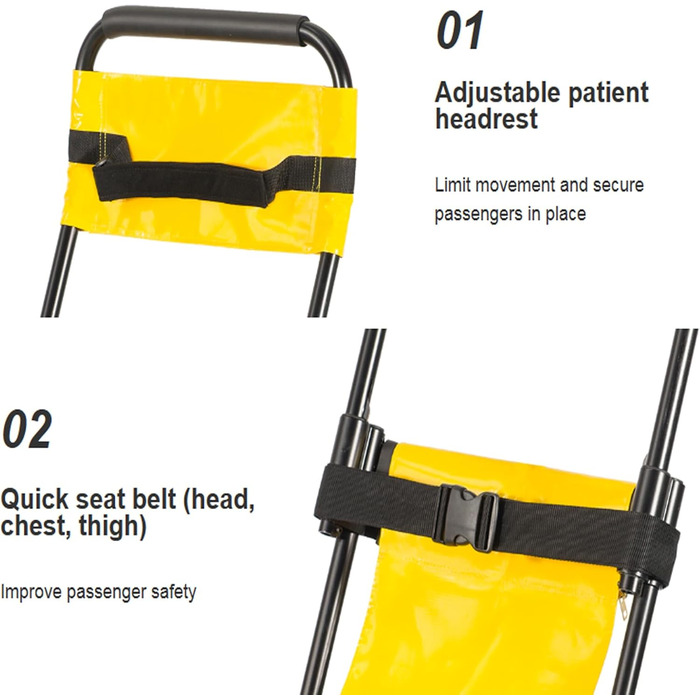 Міцний аварійний сходовий візок, Портативний складаний сходовий візок для щоденного перенесення однієї людини, Може управлятися однією людиною для переміщення людей похилого віку з підставками