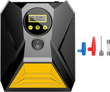 Повітряний компресор для накачування автомобільних шин Портативний автомобільний насос для шин 12 В Цифровий наповнювач 120 Вт і 150 фунтів на квадратний дюйм з 3 форсунками та світлодіодним підсвічуванням для автомобіля, велосипеда, мотоцикла
