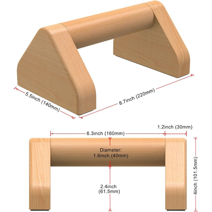 Дерев&39яні перекладини для віджимань Kipika 4-дюймові ручки для віджимань з бука для використання на підлозі, нековзка гумова основа, трикутні стійки для віджимань, домашнє фітнес-обладнання, ідеально підходить для віджимань, L-подібних положень, силових