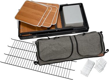 Кухонна коробка Camp LIFE Capri Кемпінгова шафа, кемпінгова кухня, дорожня кухня, складна з алюмінієвою рамою Вулична кухонна шафа, кемпінгова кухня, міні-кухня для тенту, вкл. сумку для перенесення класу люкс