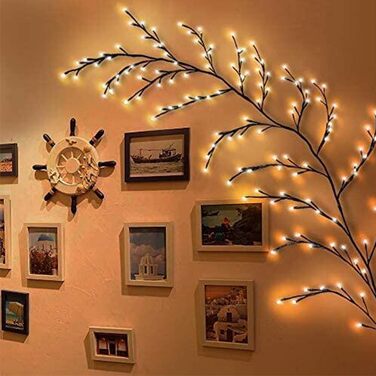 Вітальня з вербової лози для оздоблення стін Підсвічена вербова лоза для домашнього декору Штучне оздоблення стін виноградника 144