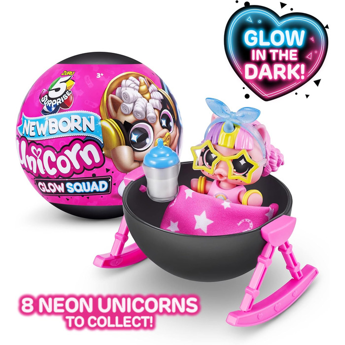 Несподіваний загін єдинорогів Серія 6 Новонароджений єдиноріг Загадковий загін Сяйва Колекційна капсула (5 шт.) Скіни X-shot, 5