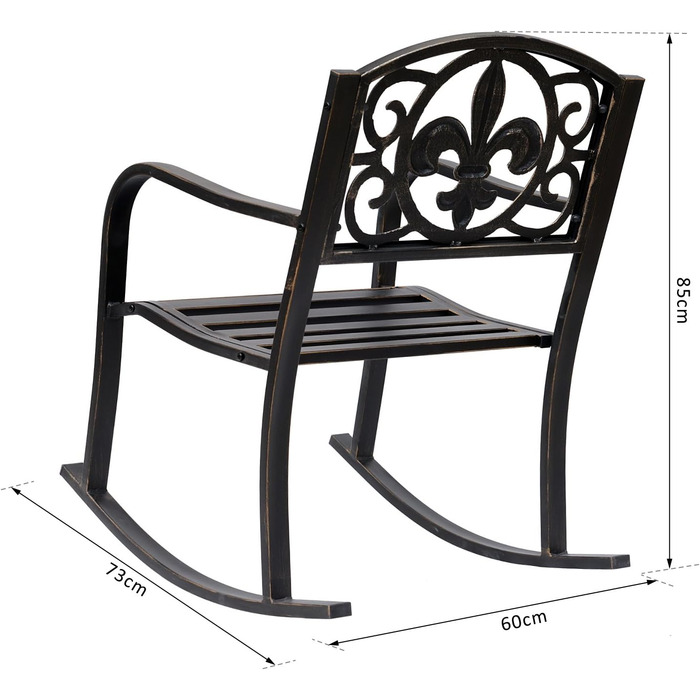 Садове крісло-гойдалка Outsunny садовий стілець антикварний садовий метал бронза Ш60 х Д73 х В85см