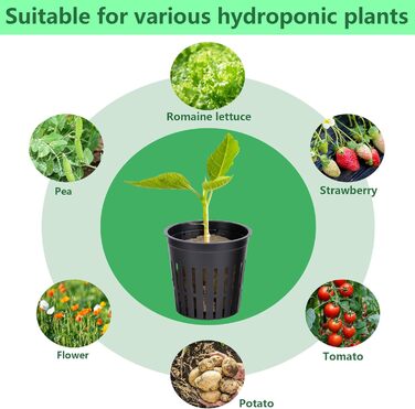 Набір сіток для гідропоніки з 76 шт. - 20 чашок для горщиків 2 дюйми (5 см) із сіткою з прорізами, 36 пакетів для вирощування мінеральної вати, 20 шт. самополивного бавовняного гнітового шнура для гідропоніки