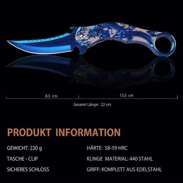 Прохолодний синій дракон складаний ніж для чоловіків, прохолодний складаний кишеньковий ніж з титановим покриттям тисненням 3D дра